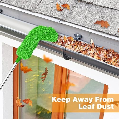 Miniatura 6 de AOKID Cepillo de limpieza, cepillo de limpieza de canalones, cepillo de limpieza de canalones, herramienta de limpieza de techos con poste de
