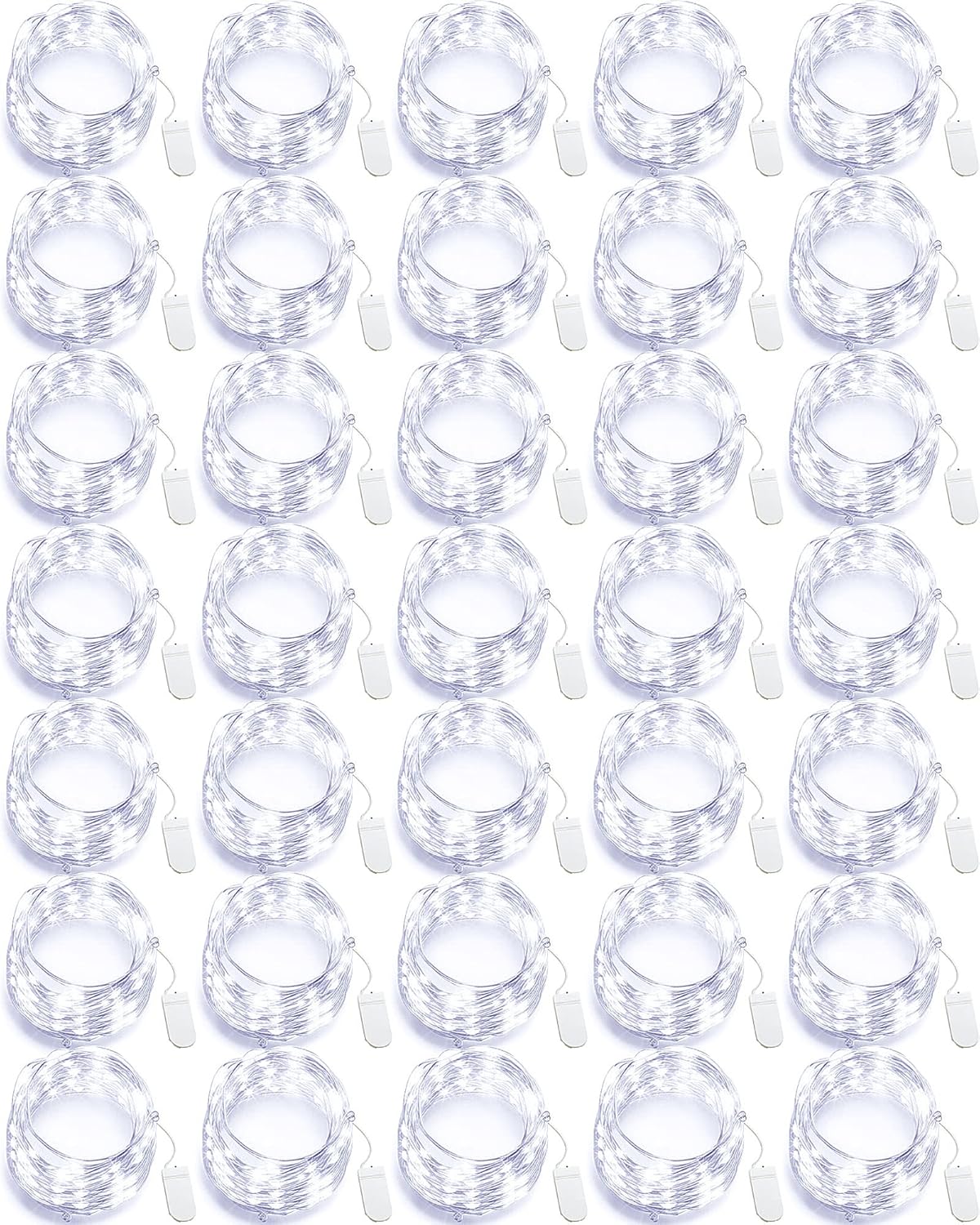 Riakrum 50 Pack 10 ft 30 LED Fairy Lights Battery Operated, Christmas Tiny String Lights Bulk Starry Light Waterproof for Mason Jars Wedding Party Christmas Centerpiece Table Decor, White