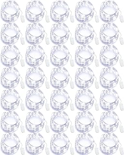 Sponsored Ad - 100 Pieces LED Fairy Lights Battery Operated Waterproof Copper Wire LED String Lights 7ft 20 LED Starry Lig...