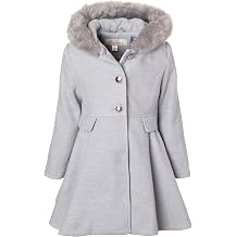 Cremson Girls Wool Look Single Breasted Hooded Long Winter Dress Coat Outerwear