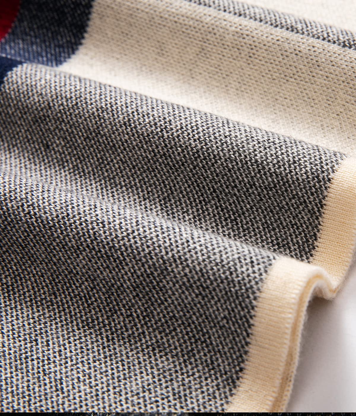 Villand Australischer Merinowolle Tartan Strickschal für Herren, karierte Winterwarme dicke weiche Halsbekleidung mit Geschenkbox, 180 × 30 cm (Graues Navy Tartan)