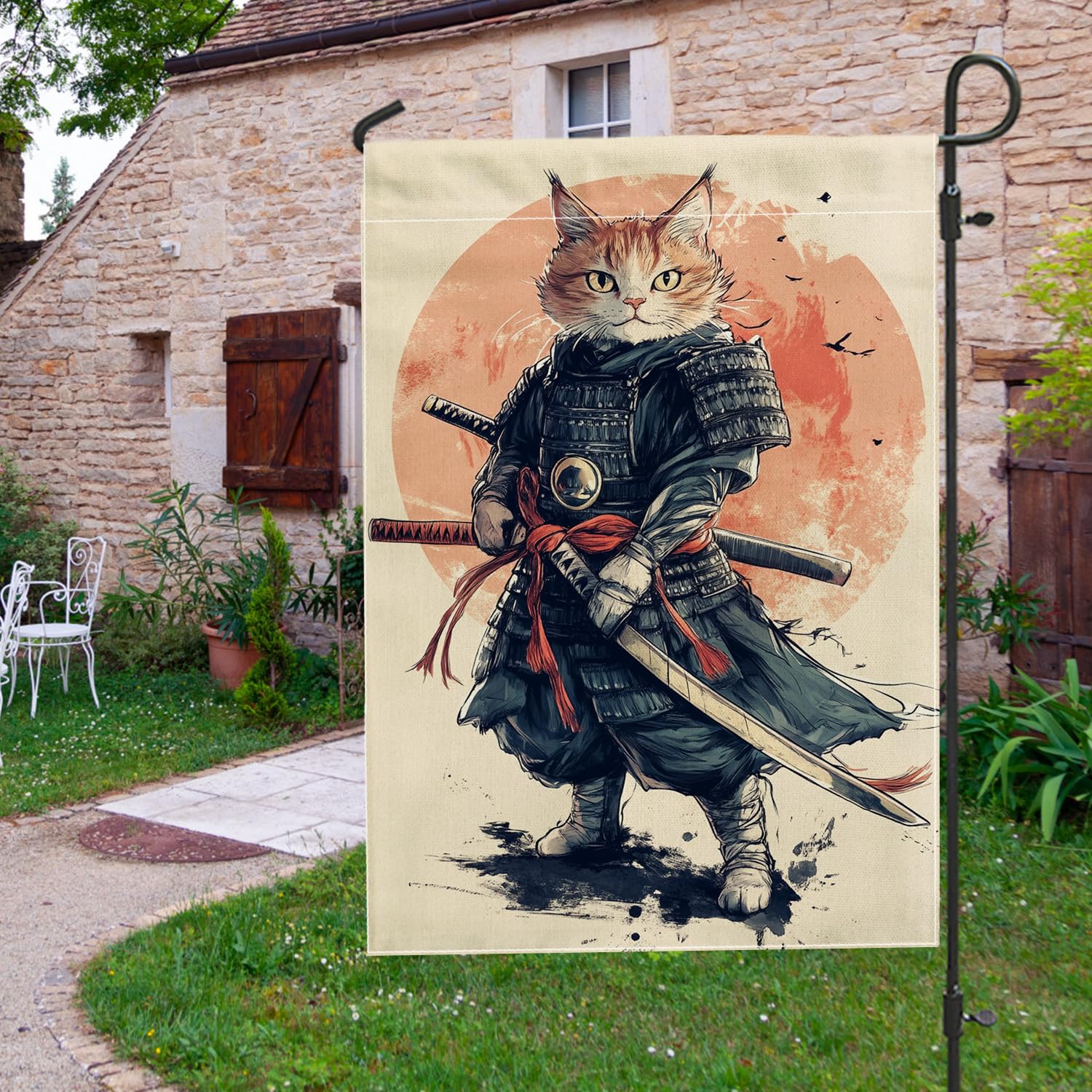 Amazon.com : Samurai Cat Garden Flag, Orange Cat in Armor Outdoor