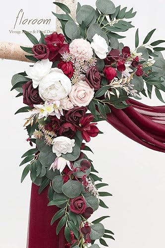 Miniatura 9 de floroom Kit de flores con cortinas (paquete de 4)  2 piezas de arreglo floral artificial azul polvoriento y azul marino con 2 piezas de tela