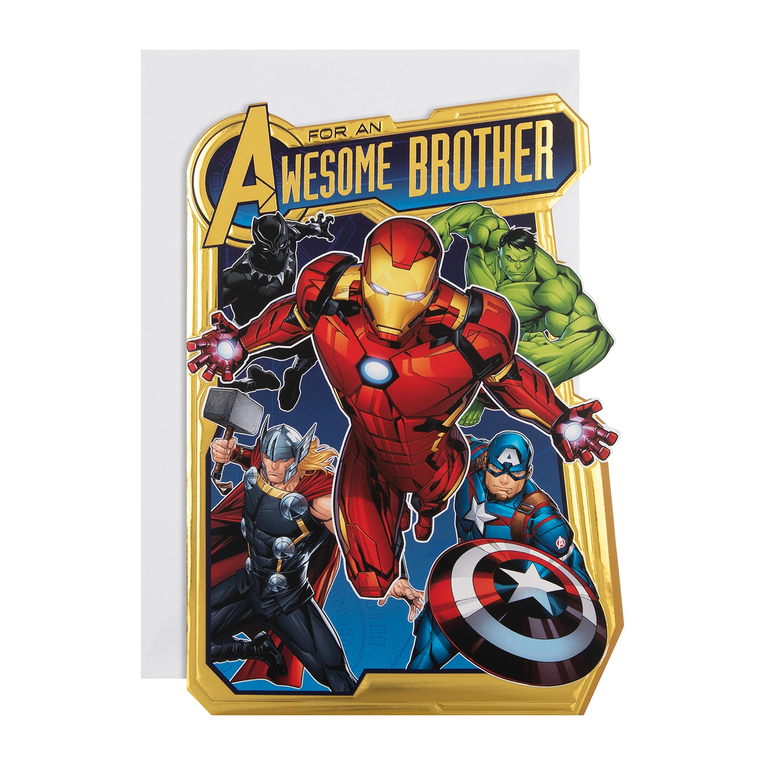 Biglietto Di Auguri Avengers Con Attività - Hallmark - Cartolina Di Compleanno Per Bambini E Ragazzi - Formato Medio Con Busta Blu - 3