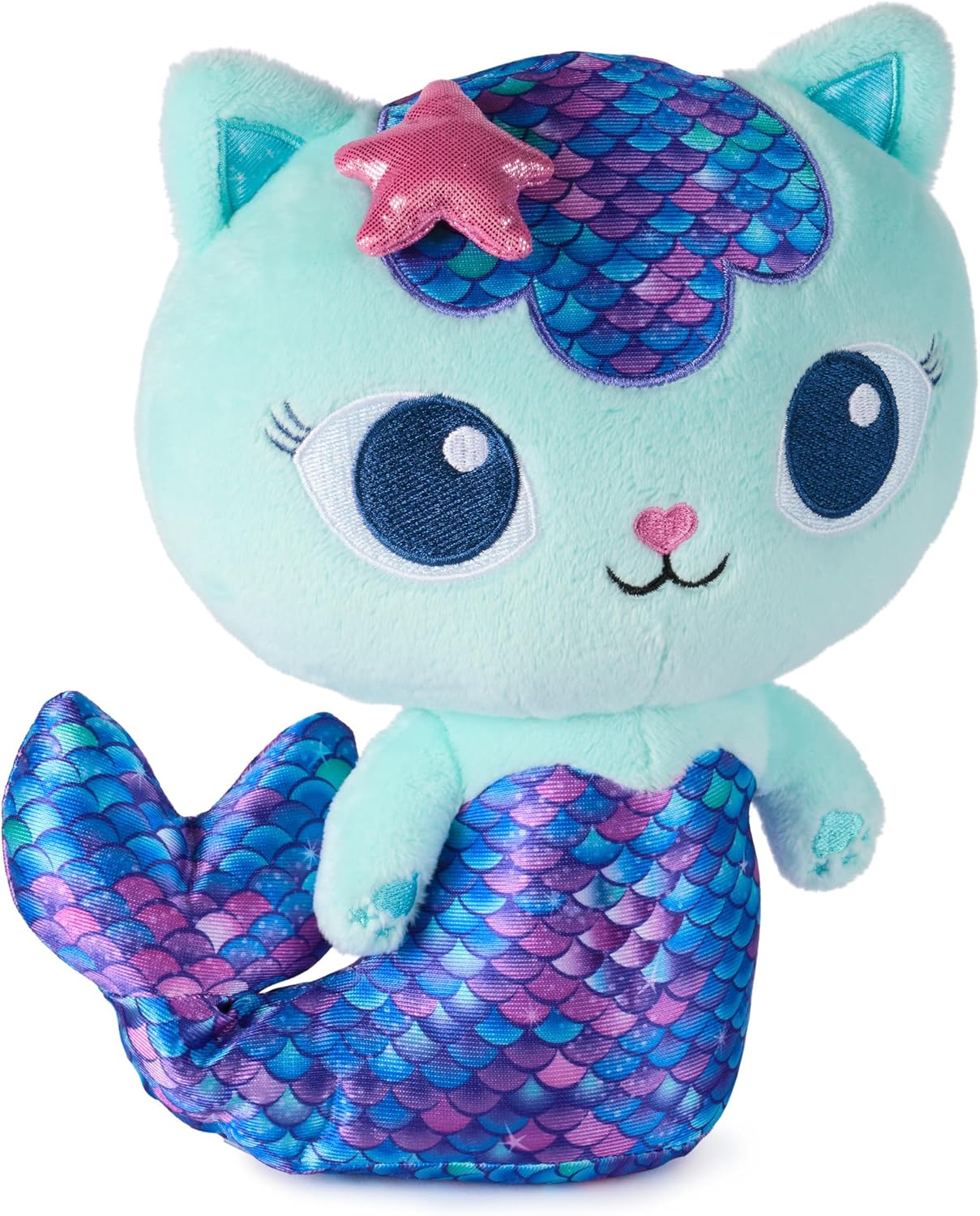 Gabby's Dollhouse, Mercat 25 cm Plush Cat (Meerkitty), Premium Plush Toy with Moving Mermaid Fin, Suitable for Children from 3 Years