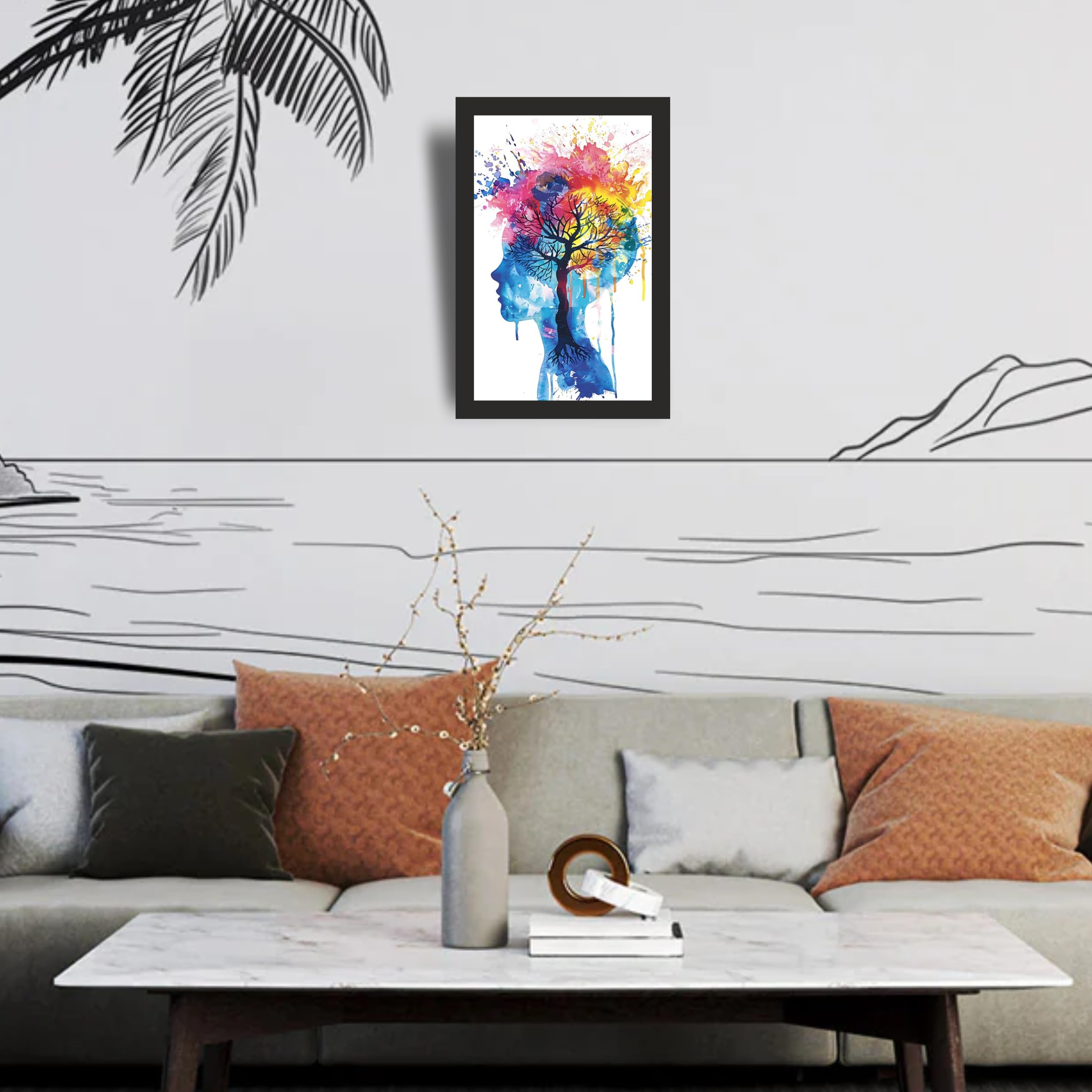 Abstract Mind Tree Wall Art Frame 12x18 Inch