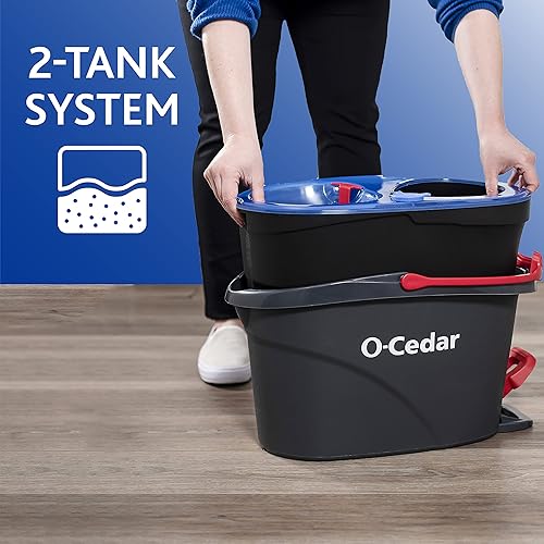 Miniatura 7 de O-Cedar EasyWring RinseClean - Sistema de limpieza de suelos de microfibra con 2 recambios adicionales y sistema de limpieza de suelos EasyWring
