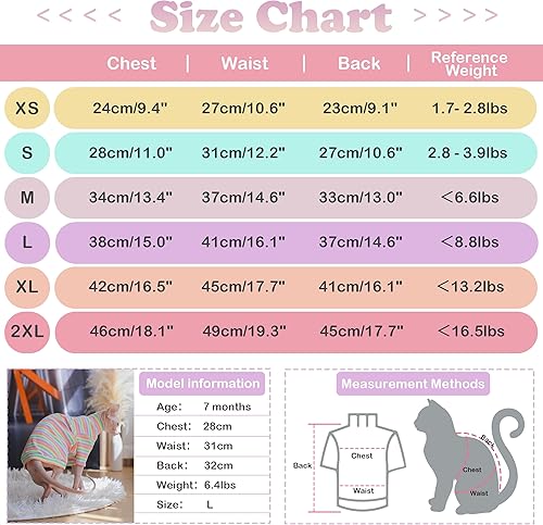 Miniatura 4 de PUMYPOREITY Sphynx - Ropa para gatos, camisa suave sin pelo con mangas, suéter elástico para gato, overol de pijama de gato, traje de cuello alto