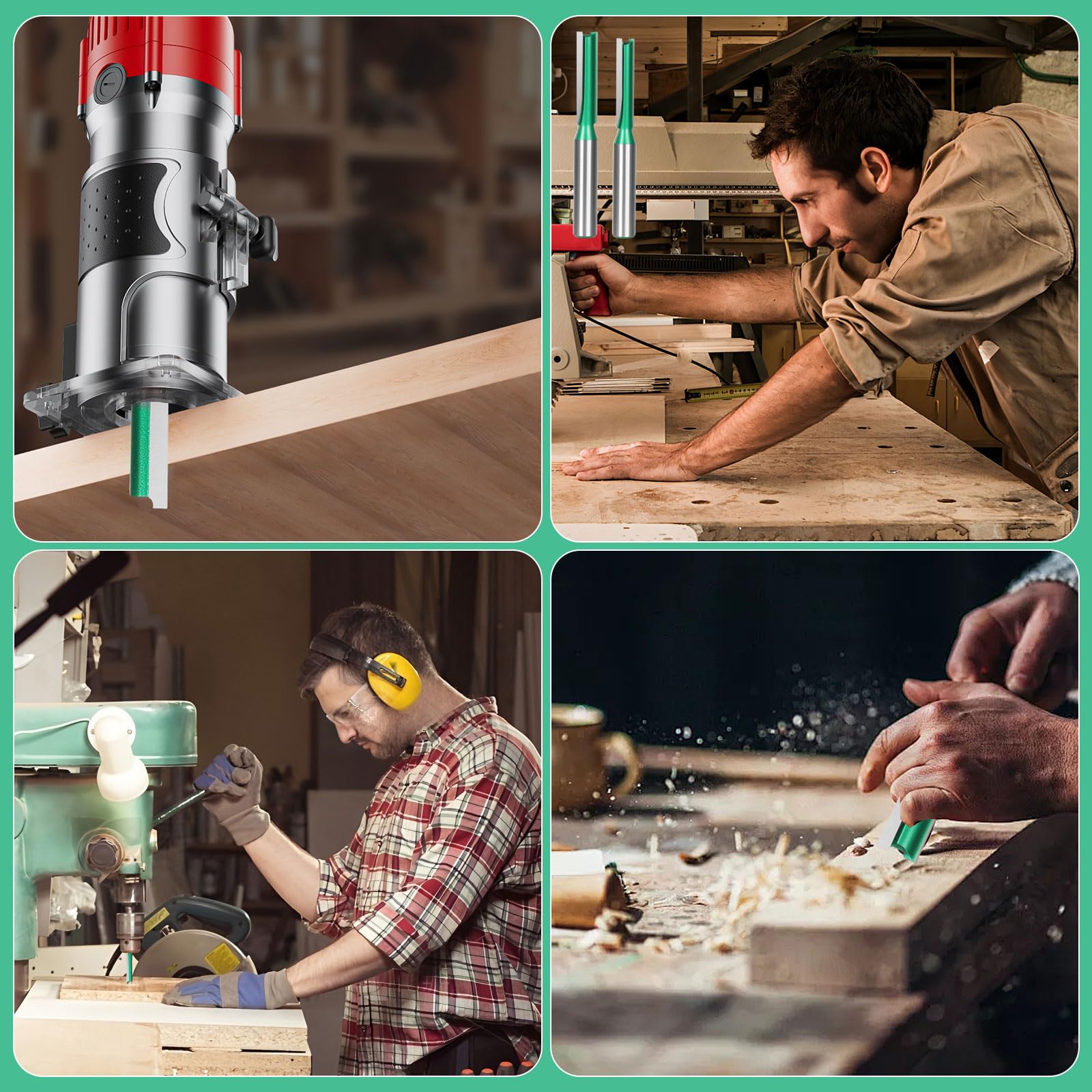 Set 6 Pezzi Frese per Legno a Doppio Flauto, Gambo 8mm per Scanalature Dritte - Fresatrice Verticale,Banco Fresa,per Legno Duro/MDF/Compensato,Accessori Professionali Fai Da Te