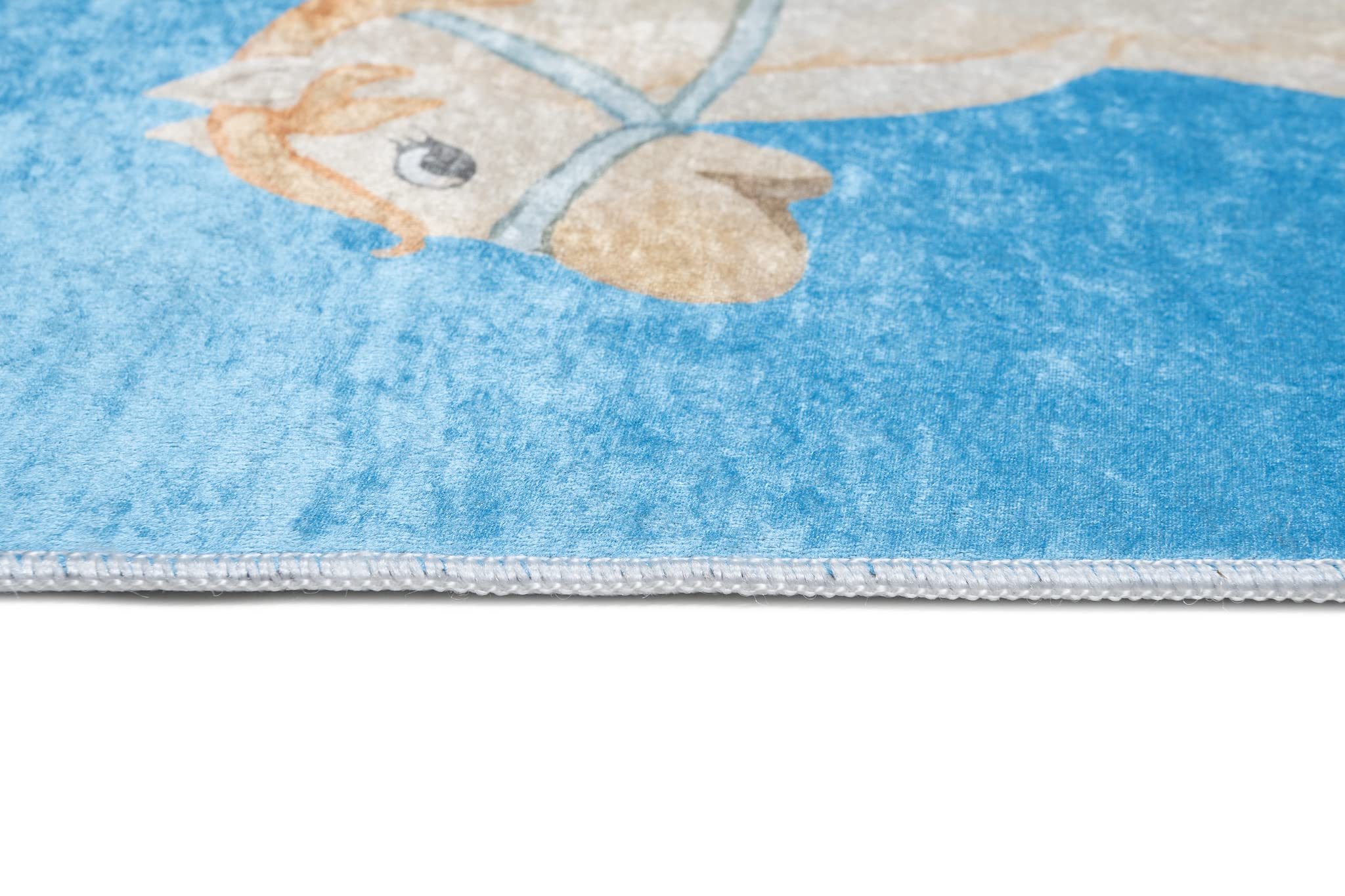 TAPISO Emma Alfombra Antideslizante de Habitación Infantil Juvenil Dormitorio de Niño Bebé Diseño Moderno Numeros Letras Crema Gris Azul Patrón Impreso Sin Pelo Suave 120 x 170 cm