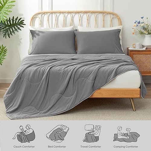 Miniatura 9 de Snuggle Sac Edredón refrescante tamaño Queen, mantas refrescantes transpirables para personas que duermen con calor y sudores nocturnos, mantas