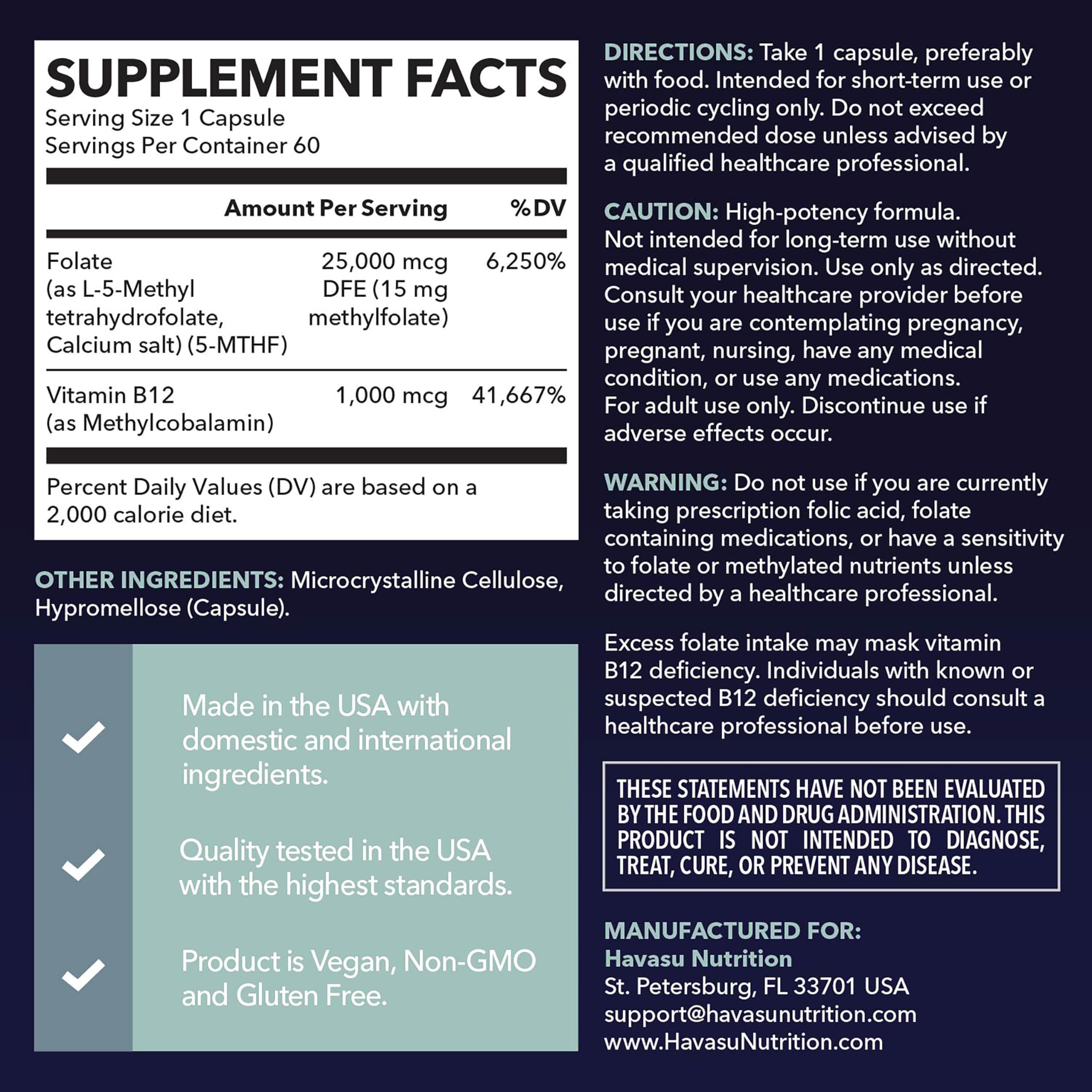 L-MethylFolate 15 Mg Plus Methyl B12, High Strength 5 MTHF, 60 Servings — Amazon image 2