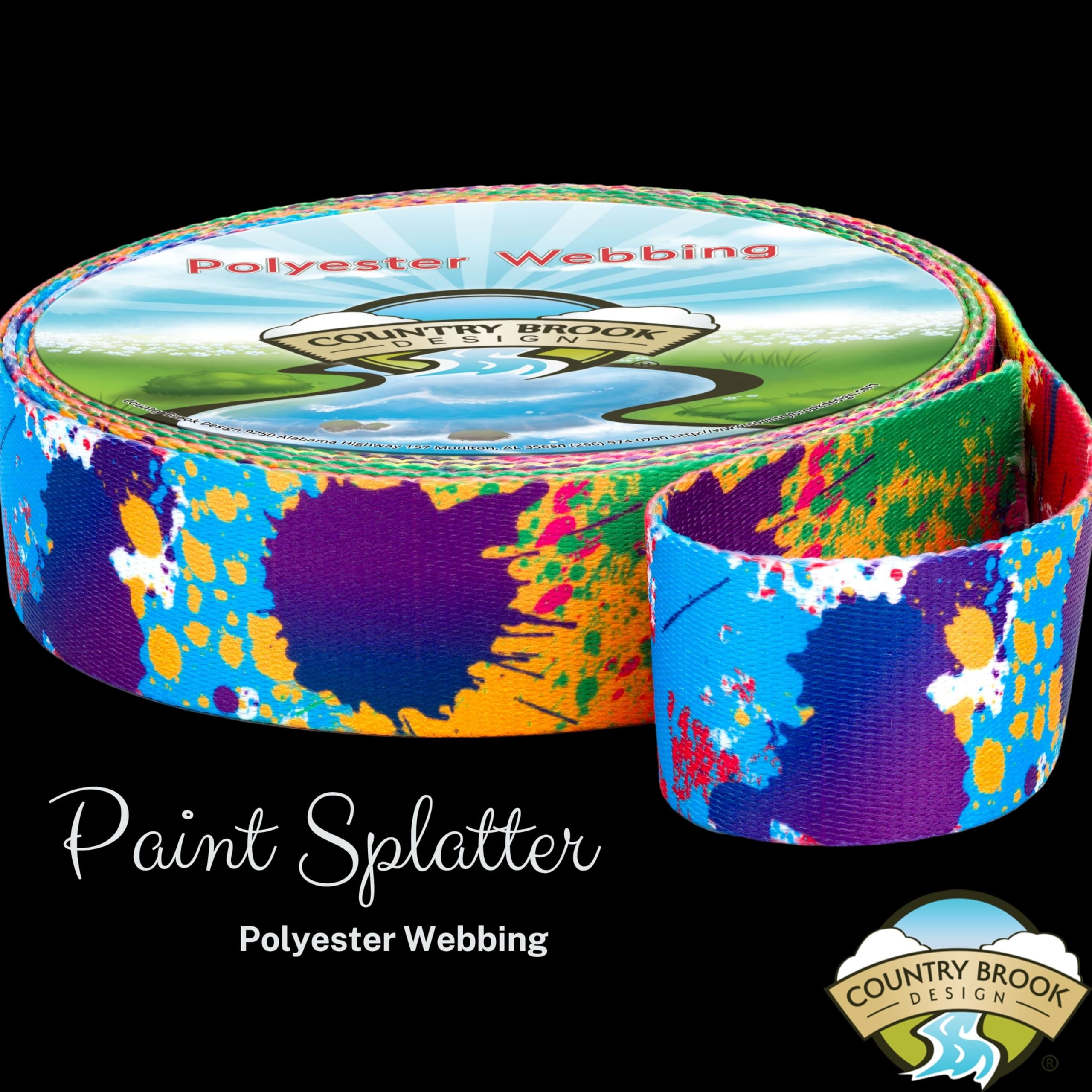 Country Brook Design - Paint Splatter Polyester Webbing (1 Inch, 10 Yards)