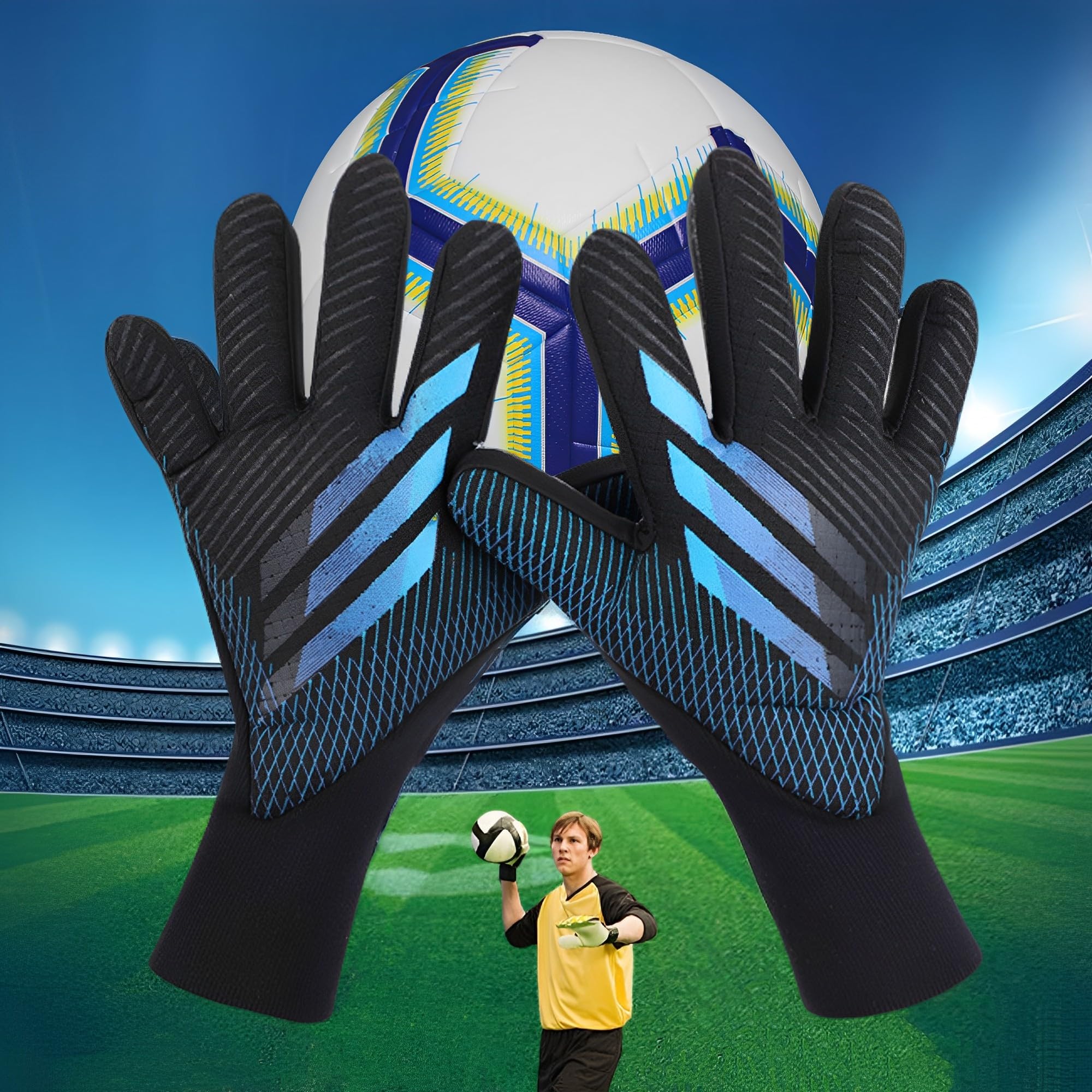 Guantes Portero Transpirable Látex Grueso Antideslizante Talla 7-10