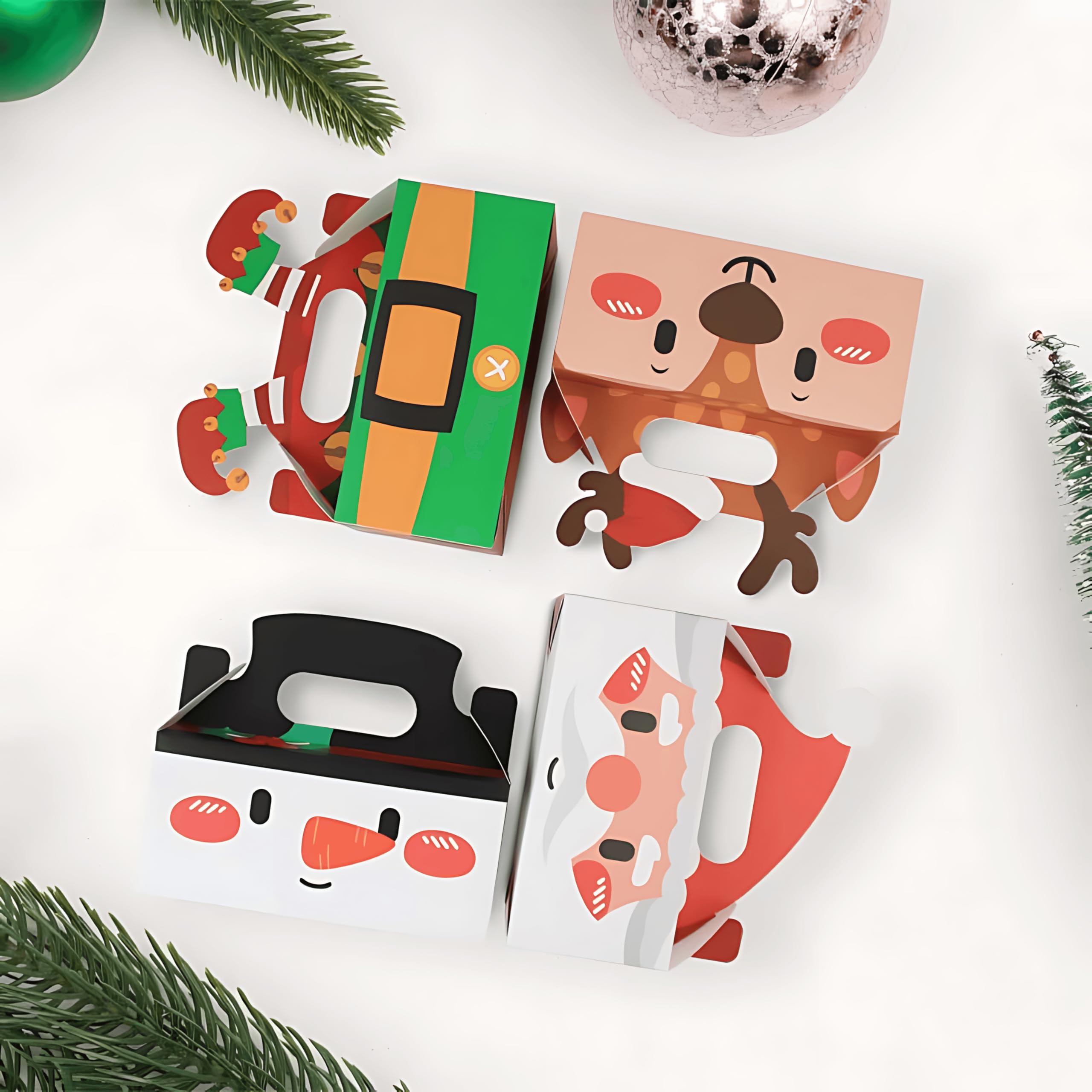 Biluer Scatole Regalo di Natale, 20PCS Scatole di Caramelle per Natale Scatola Piccola di Natale per Biscotti Sacchetti Regalo di Natale per Bambini Decorazioni per Feste Natalizie Forniture(4Stili