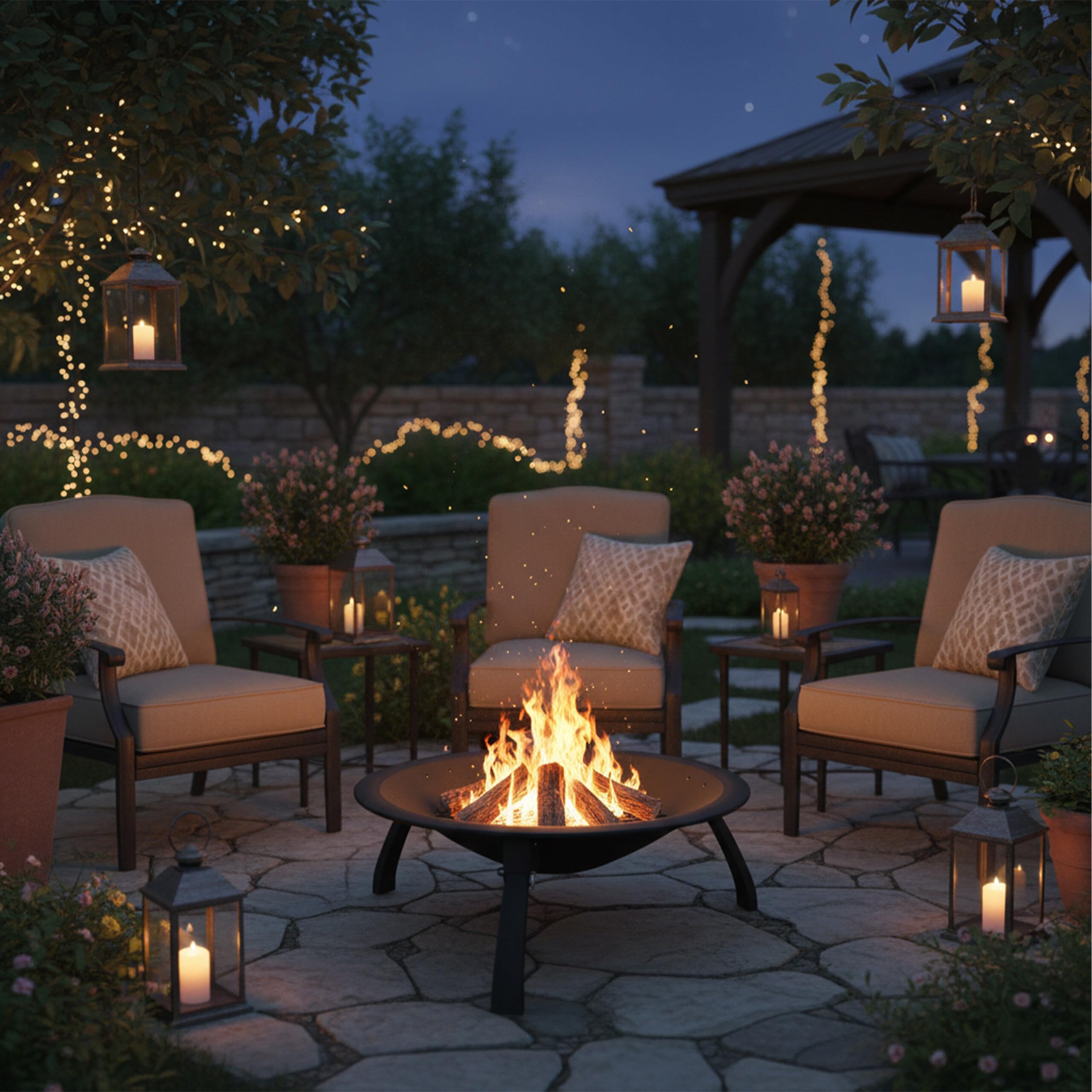 Relaxdays Braciere da Esterno con Parascintille, Griglia e Attizzatoio, Grill da Giardino e Terrazzo, D: 51 cm, Nero