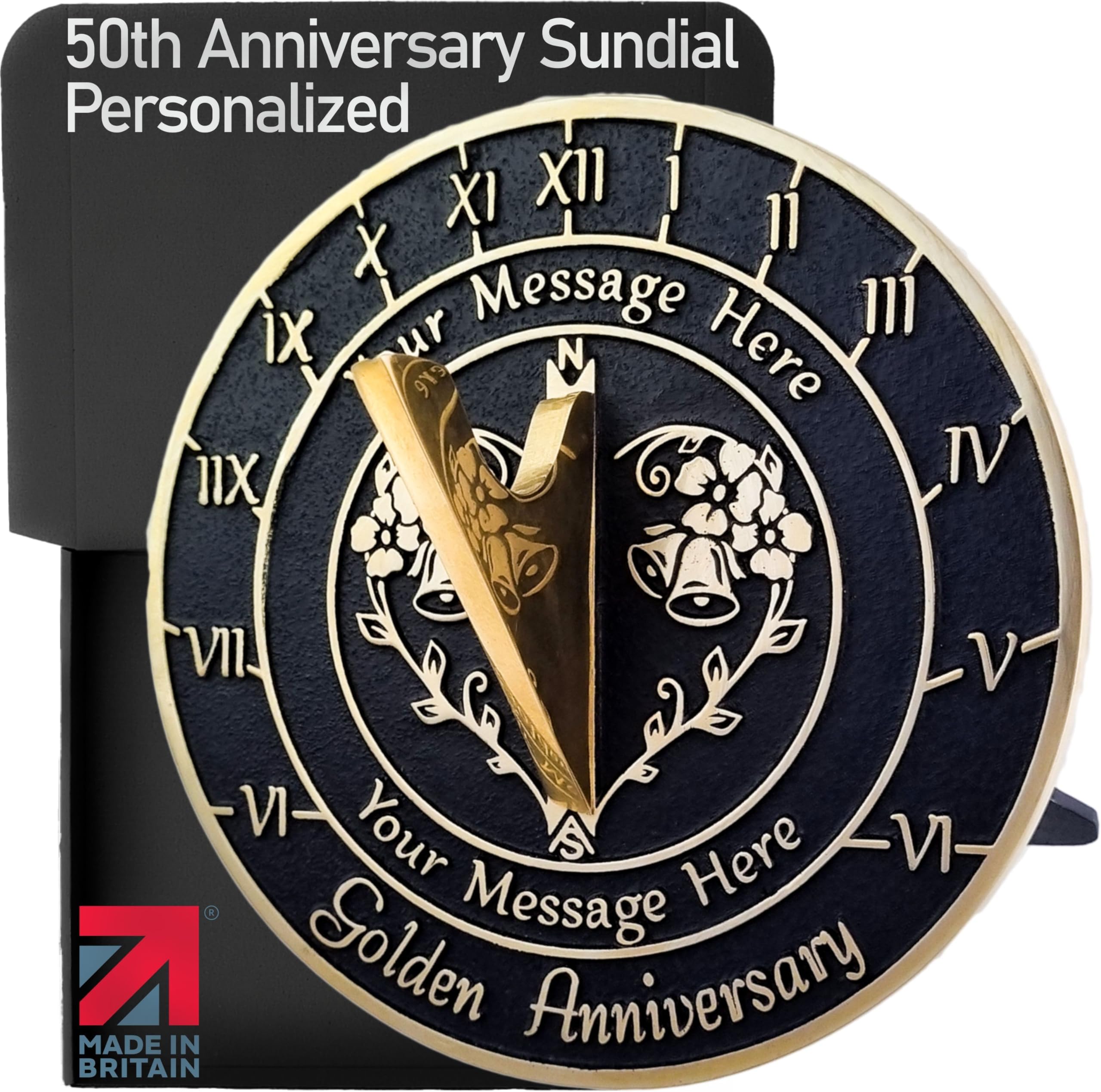 The Metal Foundry Personalised 50th Golden Wedding Anniversary Large Sundial Gift Idea Is A Great Present For Him, For Her Or For A Couple To Celebrate 50 Years Of Marriage