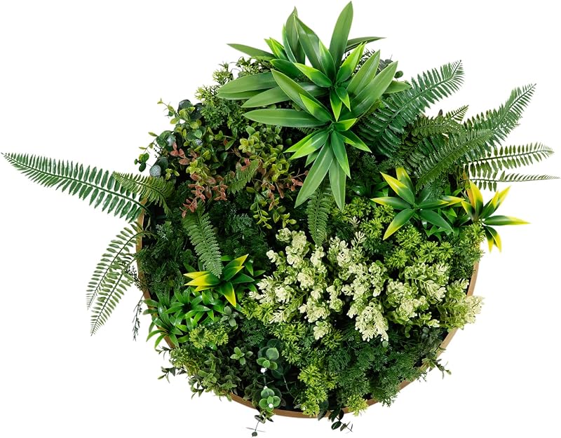 Nearly Natural 20in Queensland Rainforest Artificial Living Wall Panel - UV Resistant, Gold Aluminum Frame, Indoor/Outdoor Greenery Wall Art for Homes, Events, and Businesses