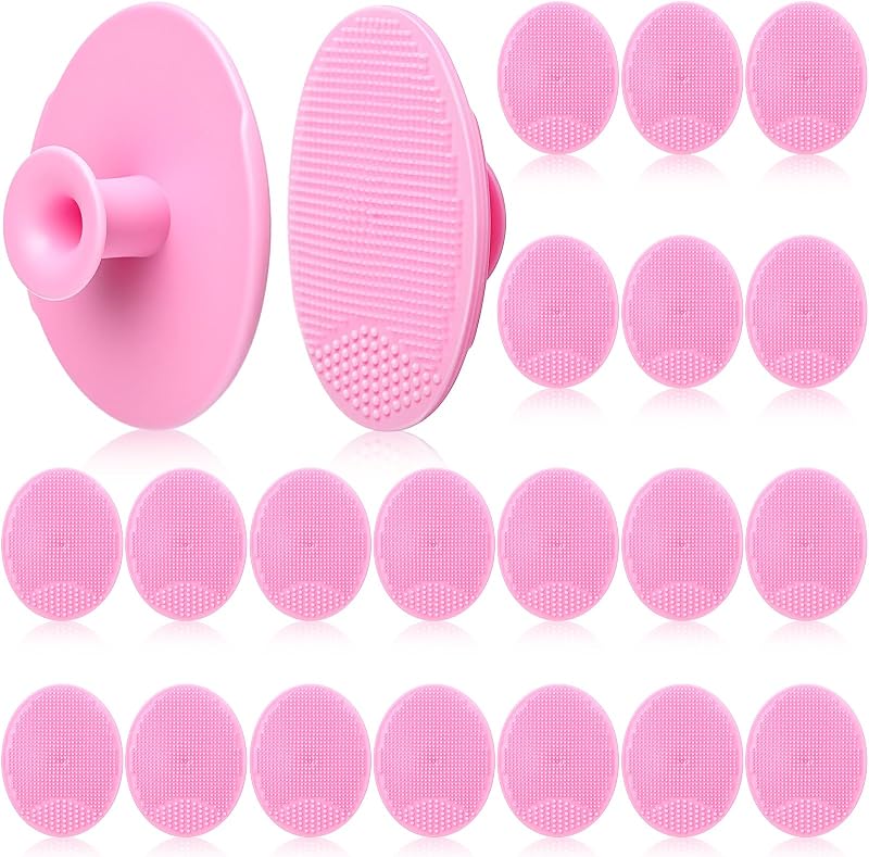 Nuogo Escova Manual de Silicone para Limpeza Facial Rosa, Pacote com 20