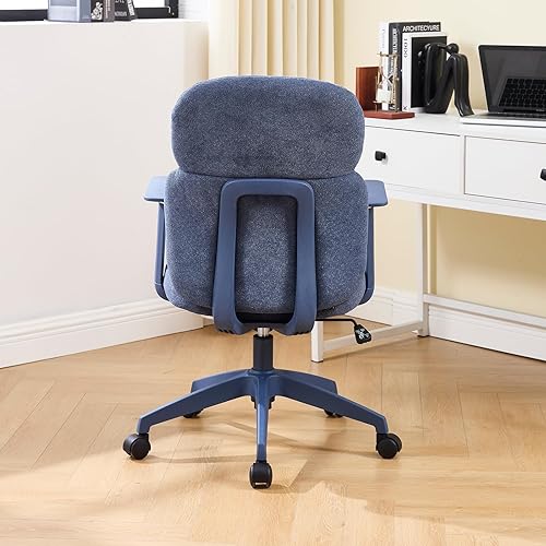 Miniatura 5 de LuxErgo Silla de escritorio de tela para oficina en casa, cómoda silla de escritorio con reposabrazos, silla giratoria para computadora con ruedas,