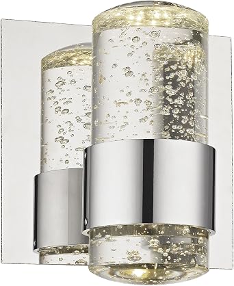 ELK Lighting BVL151-0-15 Surrey 1 Light LED Vanity and Bubbled Glass, 7 x 5.5 x 4.5", Chrome