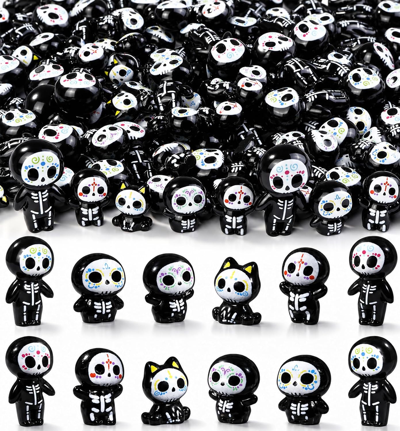 Celltestria 60pcs Halloween Mini Figurines Resin Ghost Toys | Halloween Party Favor Bag Fillers Embellishments Scrapbook Micro Fairy Garden Decor