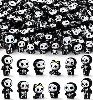 Celltestria 60pcs Halloween Mini Figurines Resin Ghost Toys | Halloween Party Favor Bag Fillers Embellishments Scrapbook Micr