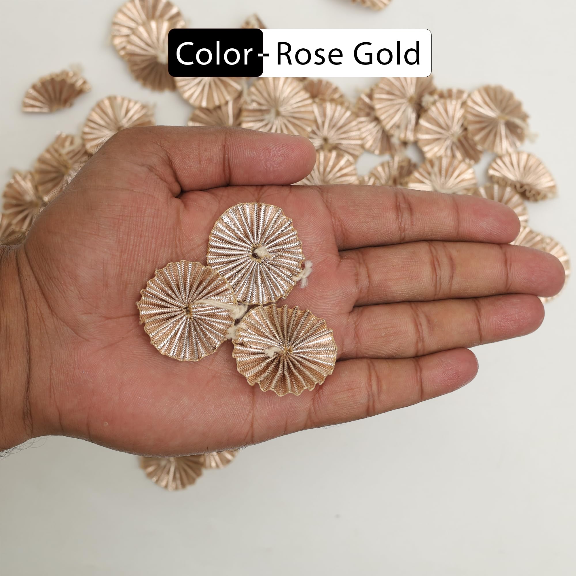 Embroiderymaterial 1.7CM Gota Patti Flowers Appliques Patches for Embroidery Decoration and Craft Making (Rose Gold) 100 Pieces