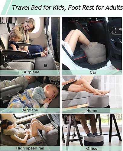 Miniatura 6 de JefDiee Almohada inflable de viaje y almohada inflable para descanso de pies, artículos esenciales de viaje para adultos, ideal para avión, oficina,