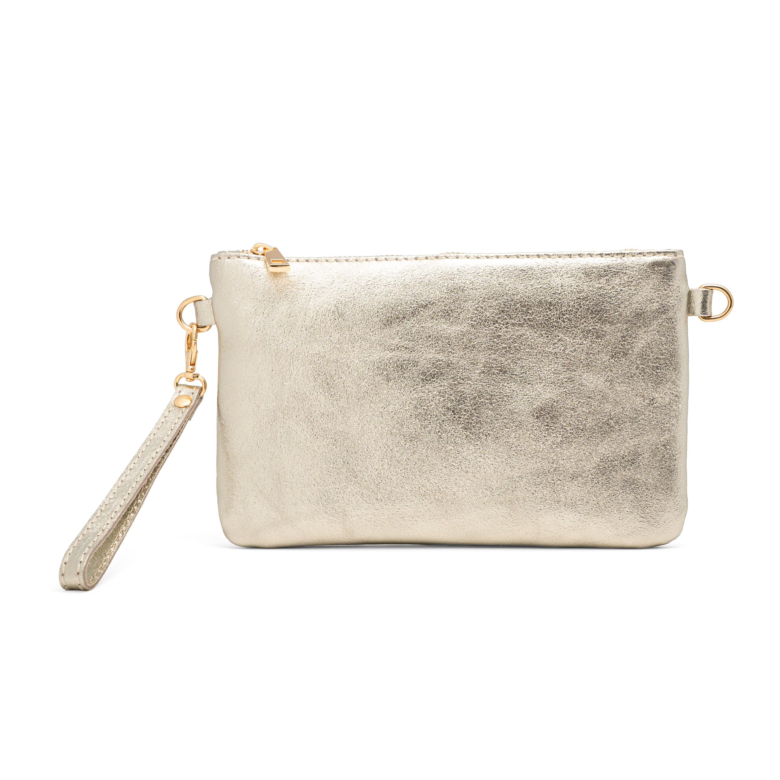 Mauro Pelletteria Pochette Donna con Tracolla Borsa Clutch Donna Elegante in Pelle Morbida Made in Italy Borsa da Polso Modello Mya