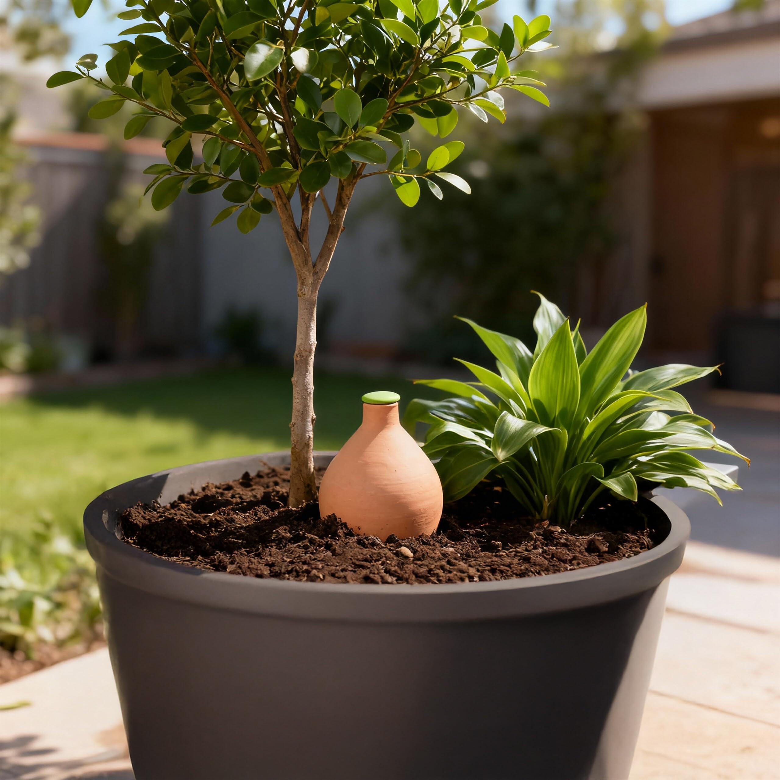 Relaxdays Olla in Terracotta, irrigazione radicale e aiuola rialzata, 3 l, Misura 18.5x18.5x23 cm
