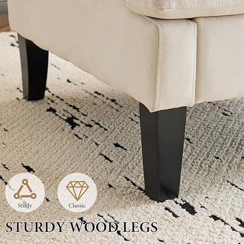 Miniatura 6 de Bezseller Silla decorativa moderna, sillón de lectura tapizado con patas de madera, cómodo sofá individual de mediados de siglo para sala de estar,