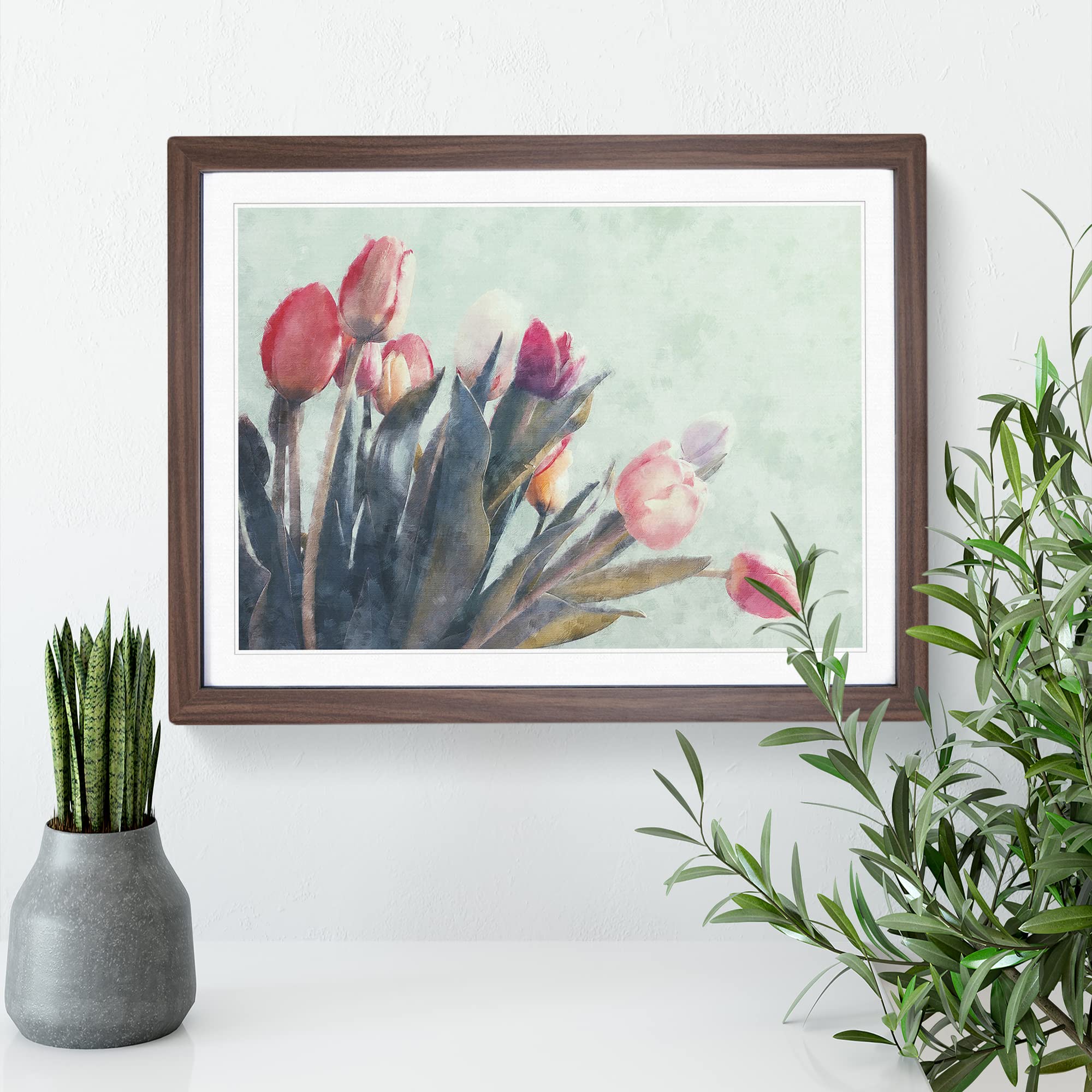 Bunch Of Pink Tulips Painting Modern Art Framed Wall Art Print - Image 3