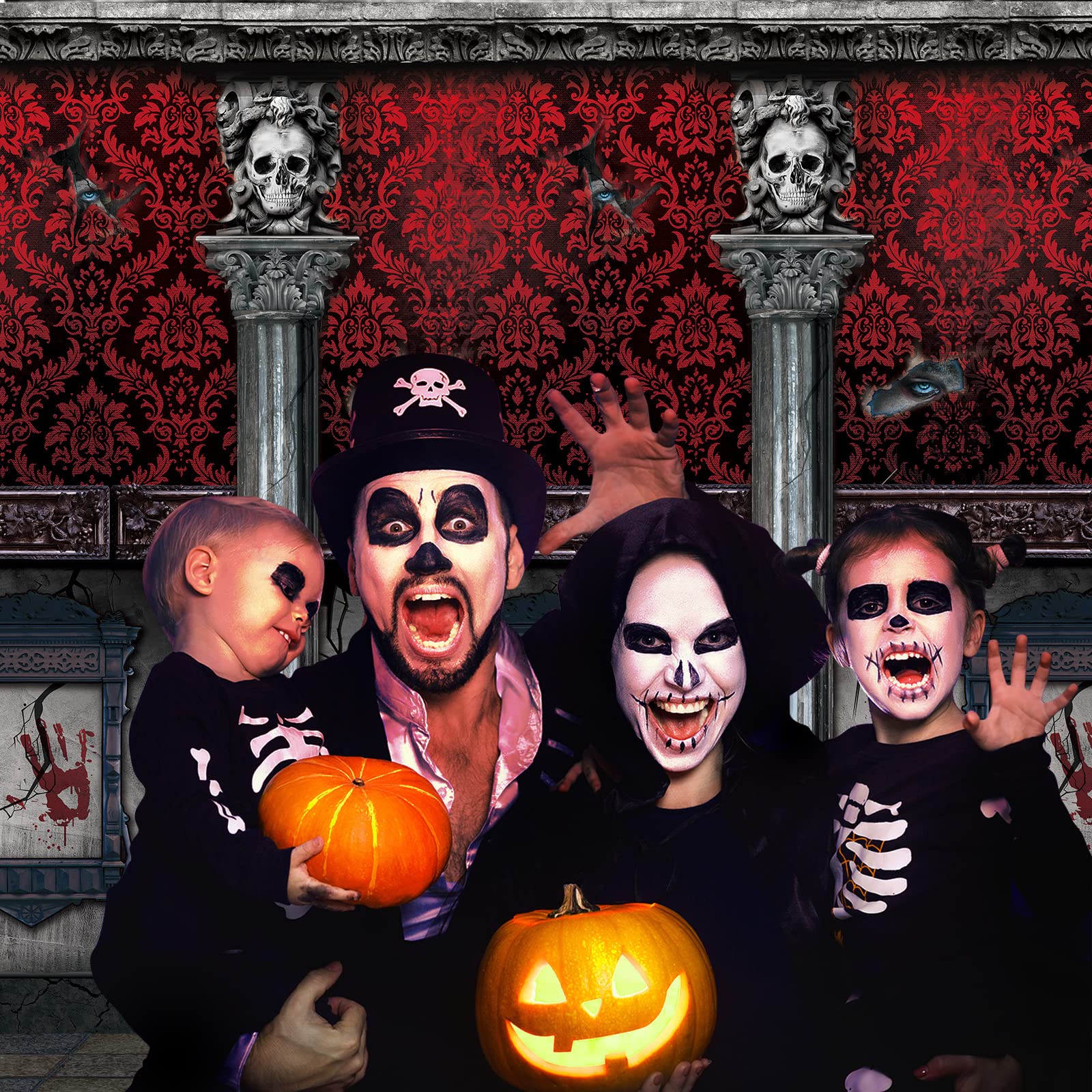 Halloween-Fotohintergrund 'Gothic Schloss' | 3,5 X 2,5 M | Stoff | Für Party & Fotoshooting