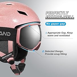 Odoland Ski Helmet and Goggles Set for Adults & Youth, Snowboard Helmet with Goggles - Shockproof Winter Sports Helmet with Protective Shell for Men, Women & Teens, Starry Pink, S