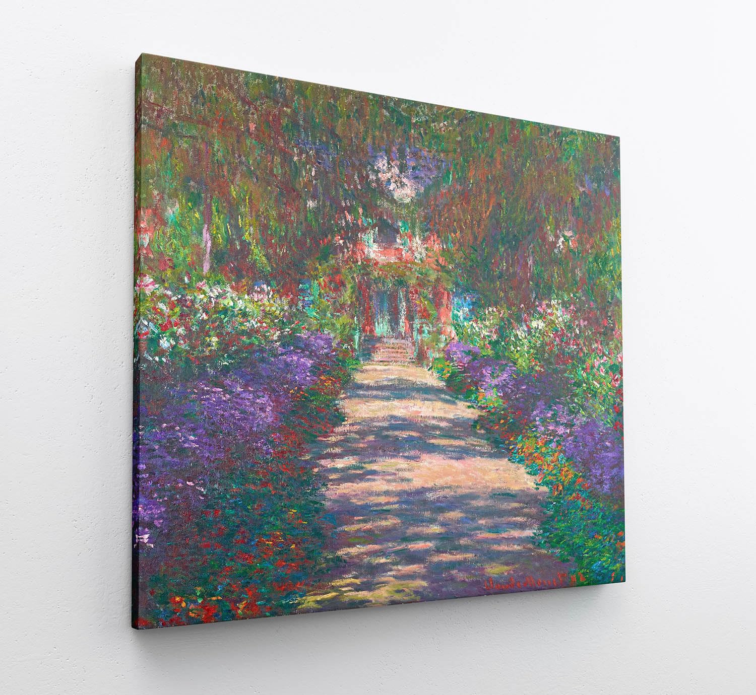 ShopArt - Quadro Vernice Effetto Pennellate – Claude Monet, Pathway in Monet's Garden - Stampa Fine Art su tela Canvas Alta Definizione Pronto da Appendere (cm 100 x 100)