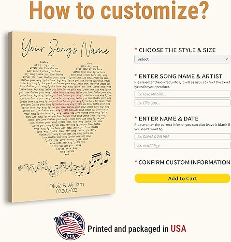 Vista 185 de VICILO Póster musical personalizado con letras de canciones, decoración sentimental perfecta, regalo de San Valentín para él, regalos de novio