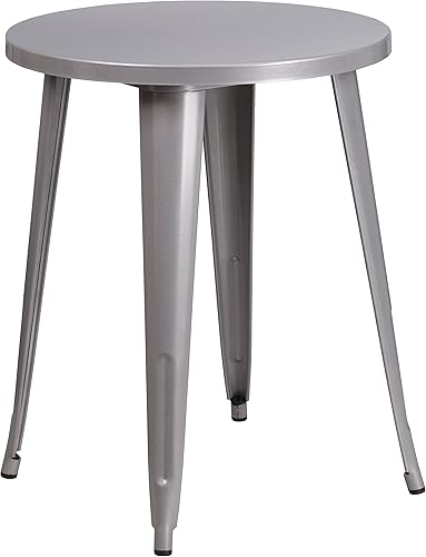 Miniatura 4 de Flash Furniture Webb Mesa redonda de metal dorado antiguo de 24 pulgadas para interiores y exteriores de grado comercial Oro negro