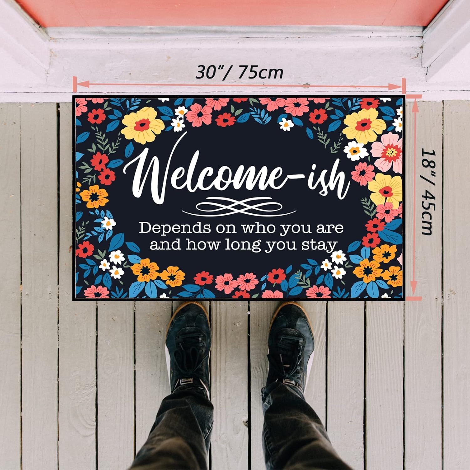 Look at Me,Buying a House and Shit Custom Doormats Funny Front Door Mat Cute Welcome Mat Non Slip Indoor 31.5x20 Inch (Welcome Ish Depends on Who You are and How Long You Stay)