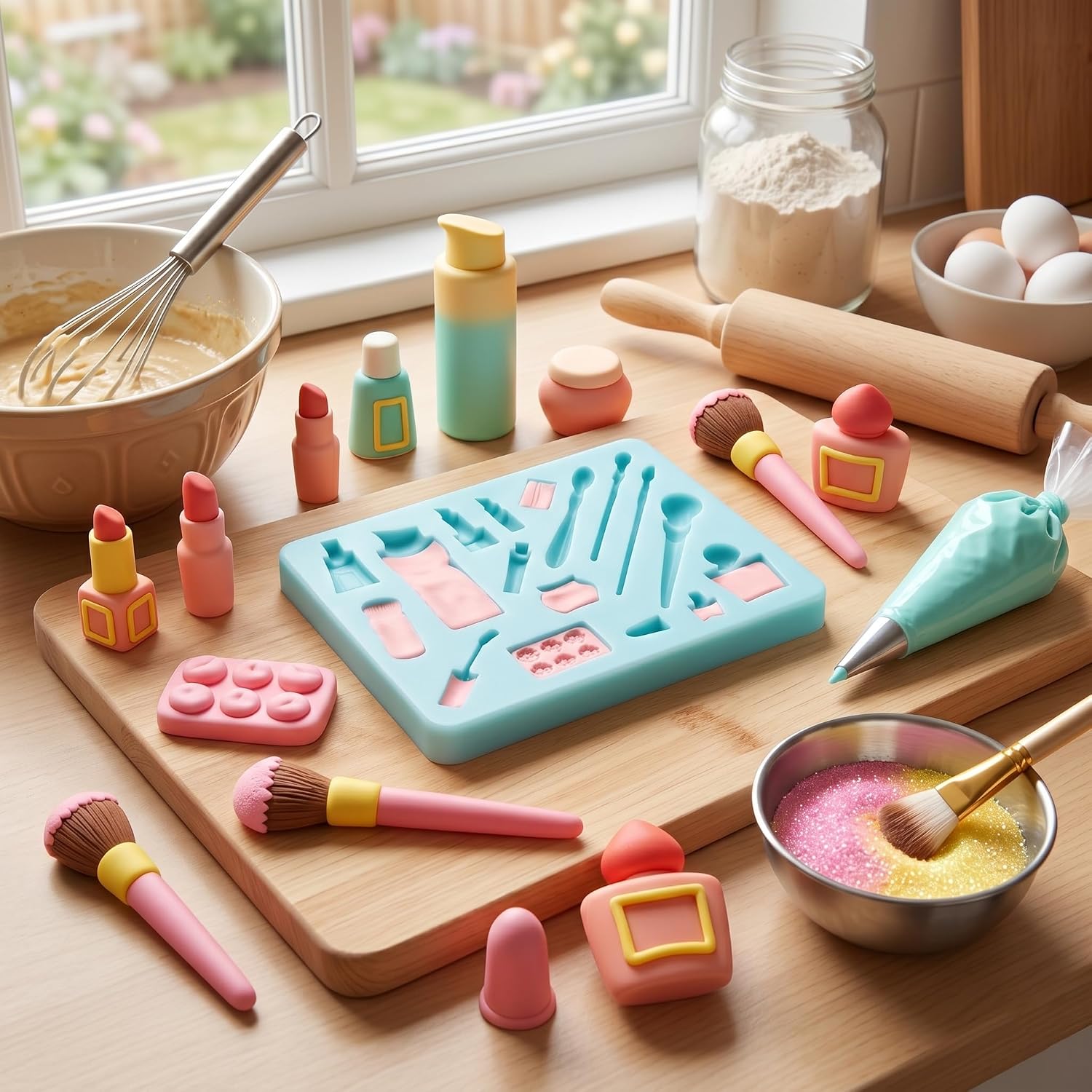 Makeup Tools Themed Silicone Mold Lipstick Perfume Fondant Molds image 3