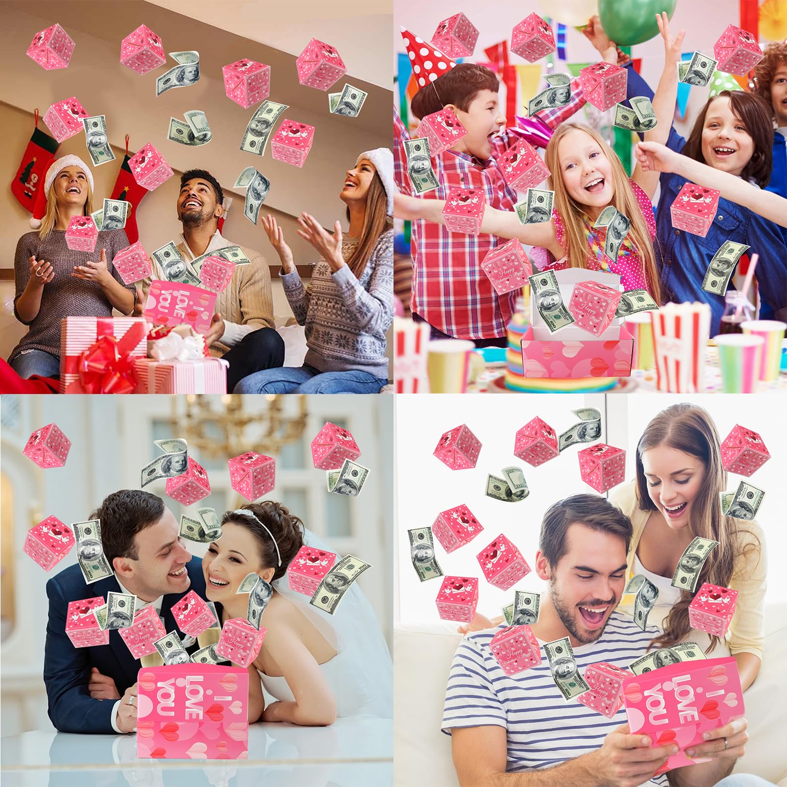 Überraschungs-Geschenkbox Mit Explosionseffekt – Faltbar, Mit 15 Pop-up-Boxen, Konfetti & Geschenkbeutel