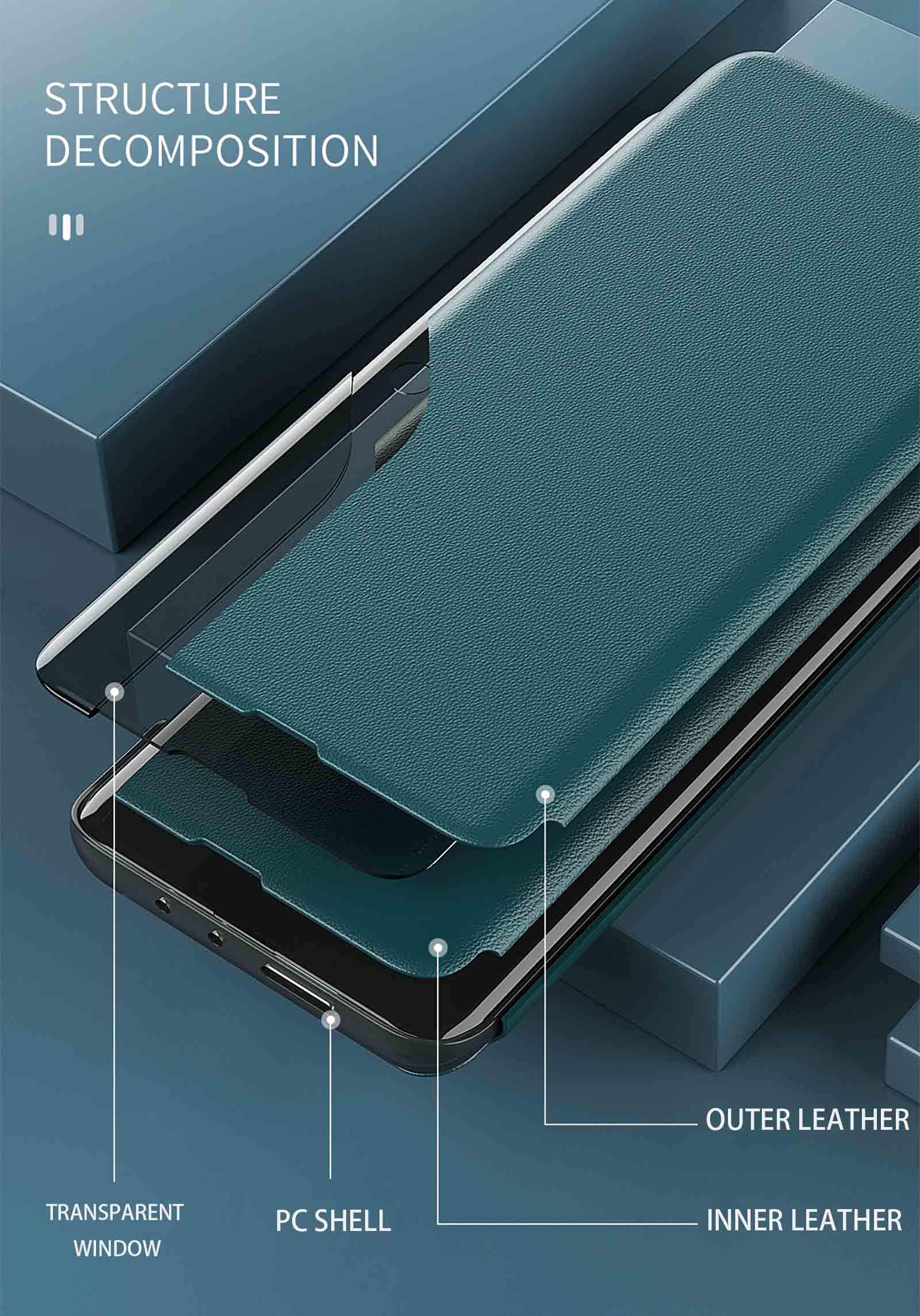 CRAVEN Cover In Pelle Per Xiaomi Poco X5 Pro 5G – Custodia Smart Clear View Flip Con Supporto Pieghevole - 3