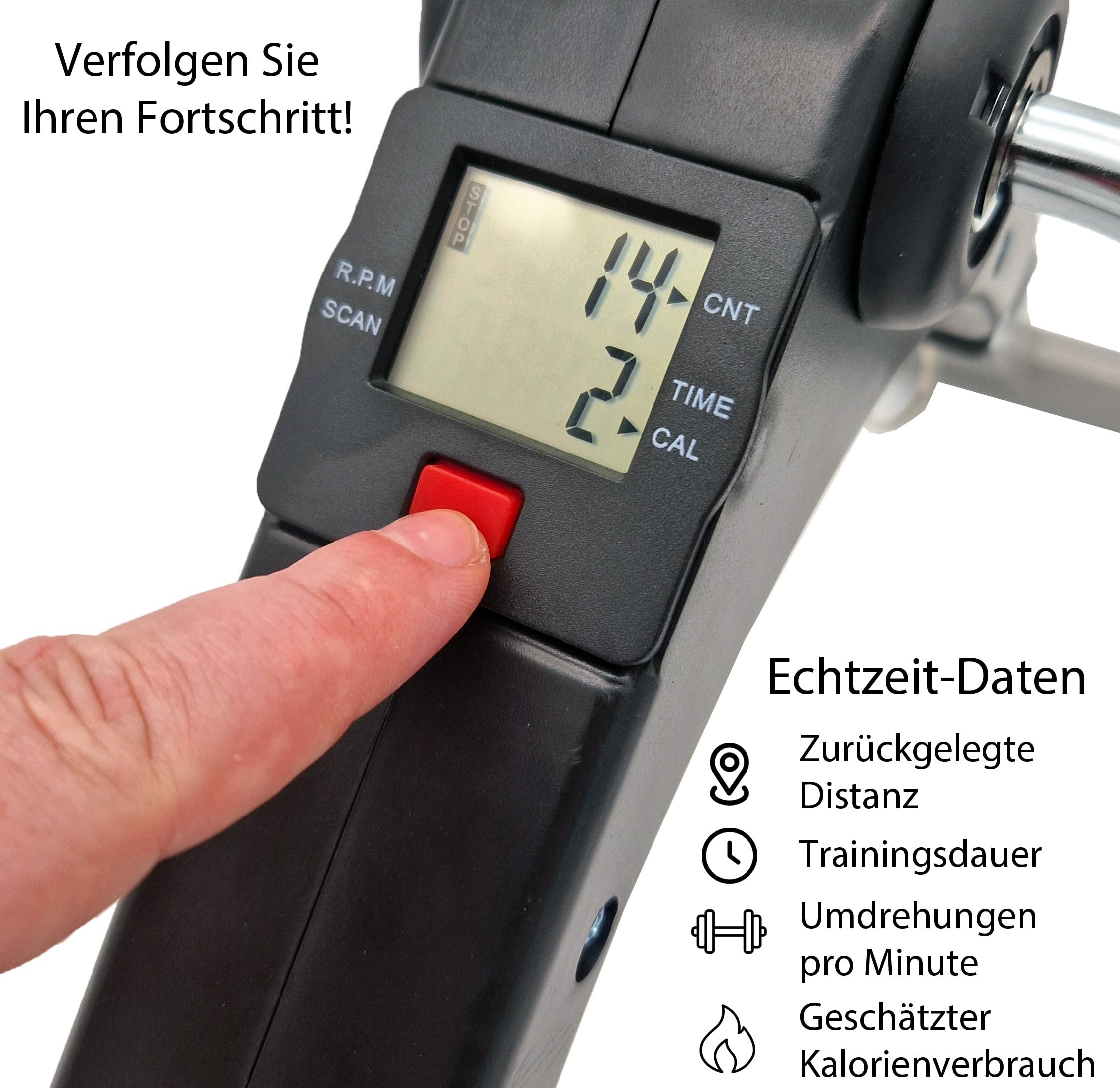 TIGA-MED Pedaltrainer mit Display – Mini Heimtrainer für Arme & Beine – Bewegungstrainer für Zuhause, Büro & Reha – Einstellbarer Widerstand, Faltbar & Platzsparend