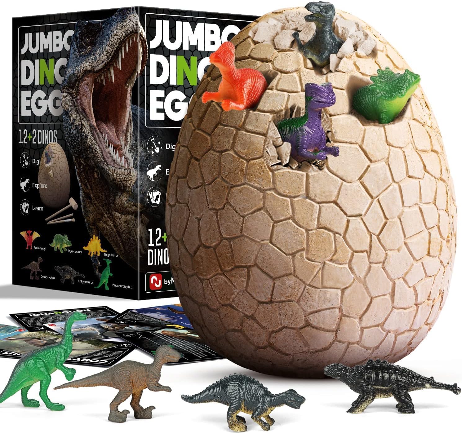 Byncceh Dinosaur Egg Jumbo Dino Egg Dig Kit with 14 Unique