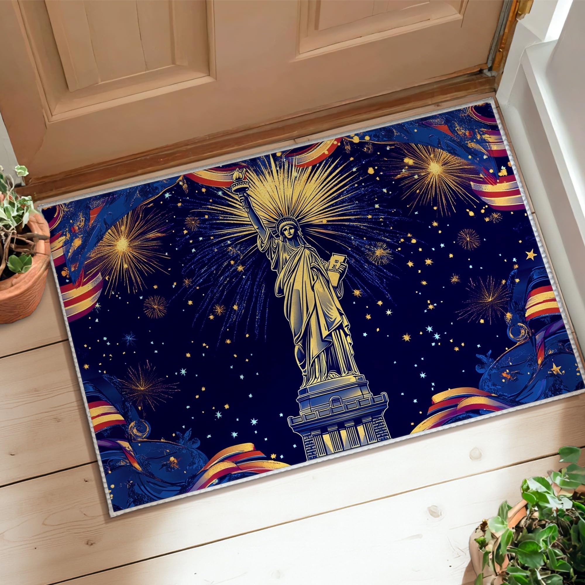 Tapis salle de bain bleu marine à étoiles avec dos antidérapant sécurisé 60x90cm