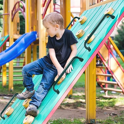 Miniatura 5 de Zonon Juego de 6 manijas de seguridad para patio de recreo de 17 pulgadas, juego de columpios de metal para niños, juego de columpios al aire libre,