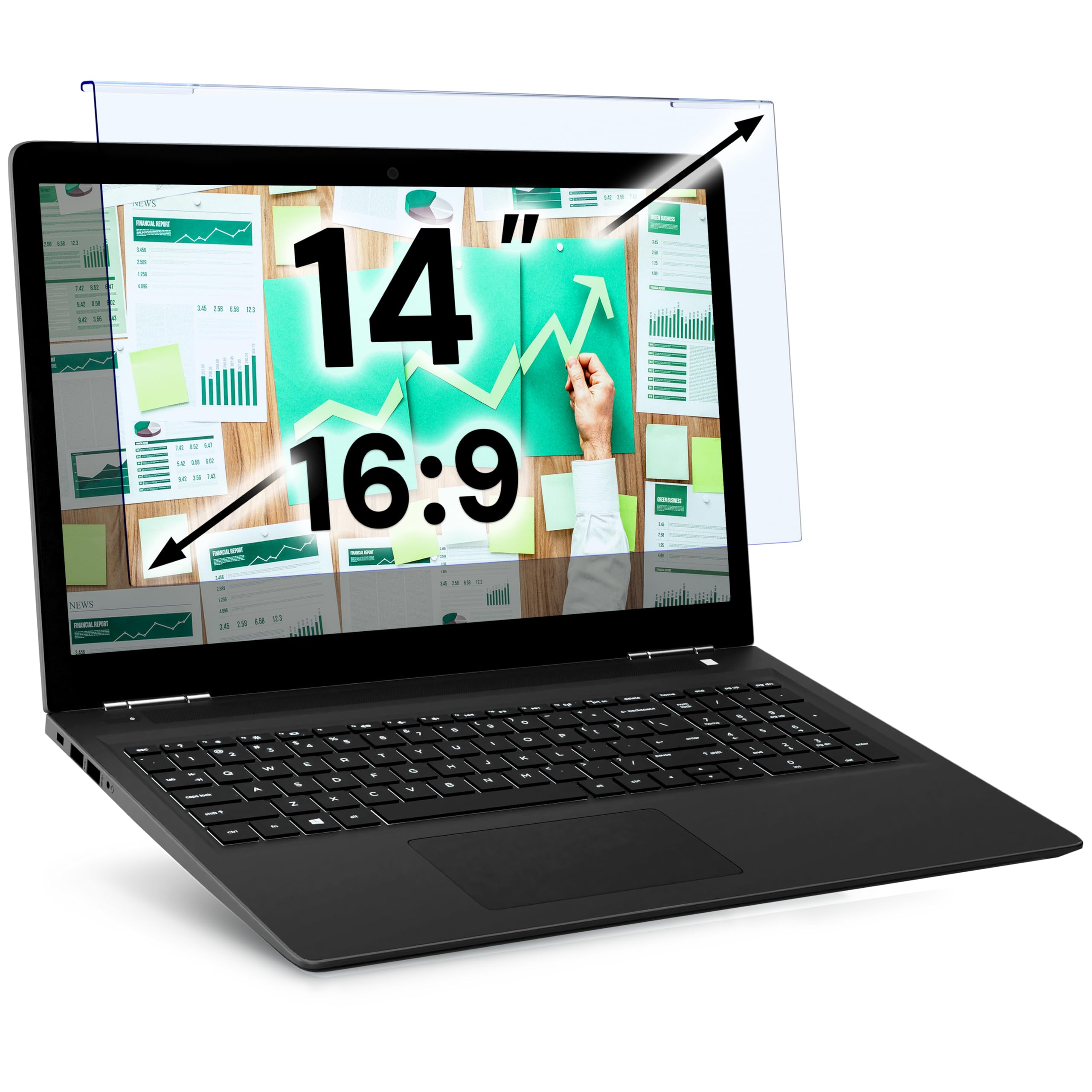 Pellicola protettiva per schermo con blocco della luce blu per PC portatile da 14" con diagonale LED da PC portatile anti-UV per protezione degli occhi – L 12" X H 8"