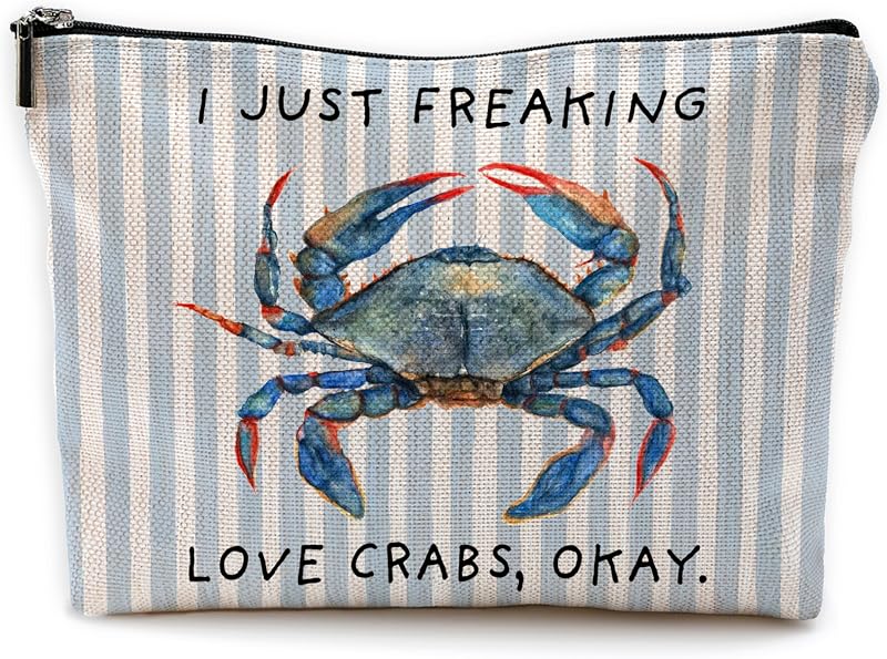 Necessaire de maquiagem Yomisex com estampa de caranguejo Marine Organism - Crab 01, 25,4 x 19,05 cm