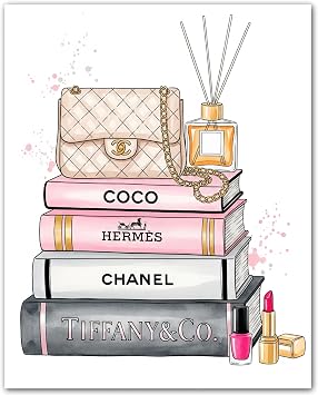 ZUKIY Glam Fashion Beauty Trio - Perfume Wall Art for Bedroom - High Heel Poster - Makeup Prints for Wall Decor - Chic Girly Room Decor for Women Teen Girls - 8x10 Unframed Motivational Poster