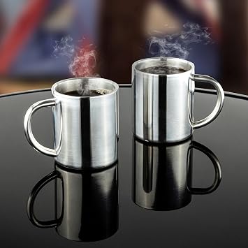 Spetebo Double-Walled Stainless Steel Thermal Mug Set of 2 200 ml